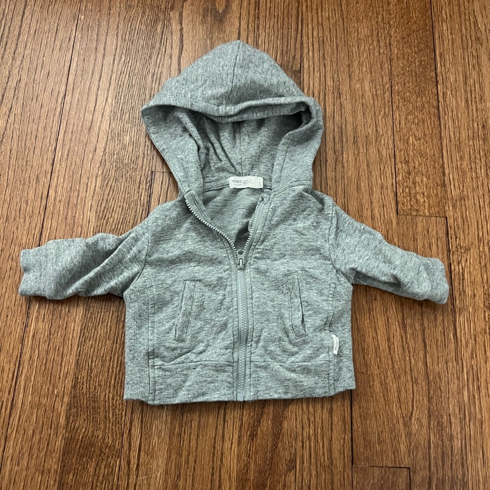 Miles the Label gray zipup hoodie 3 months